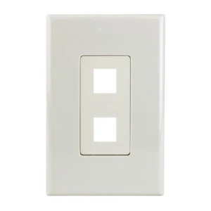 Construct Pro 2-Port Keystone Wall Plate with Screwless Face (Light Almond) - Picture 1 of 5