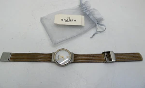 SKAGEN DENMARK QUARTZ LADIES WATCH STAINLESS STEEL GOLD PLATE ESTATE LOT - Picture 1 of 8