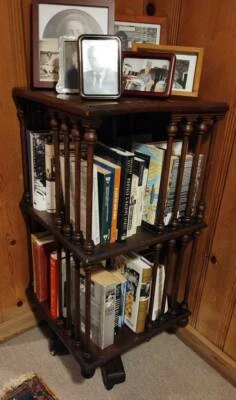 Antique Mahogany 2 Tier Revolving Swivel Victorian Style Bookcase c1890s - Image 1 of 4