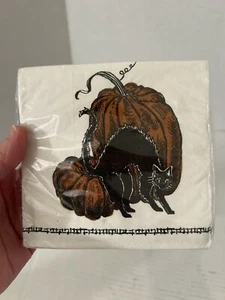Threshold Halloween Beverage Napkins-pumpkins & A Black Cat-20 Ct NIB - Picture 1 of 2