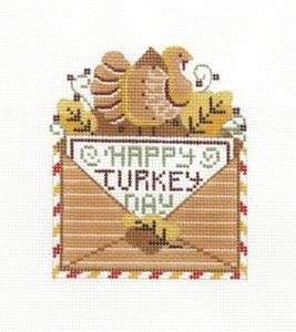 Danji Designs Happy Turkey Day Envelope Ornament Handpainted Needlepoint Canvas - Picture 1 of 1