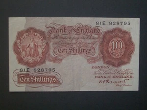 ** Letzte Peppiatt '81E' ** Knackige britische 10er 'GVF' 1948 BANKNOTE *** - Bild 1 von 9