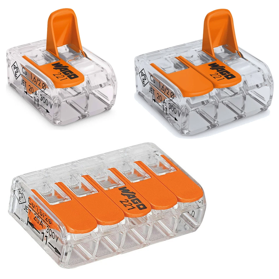 WAGO Klemme Serie Compact 221 Verbindungsklemme Hebel 221-412 221-413 221-415 - Bild 1 von 1