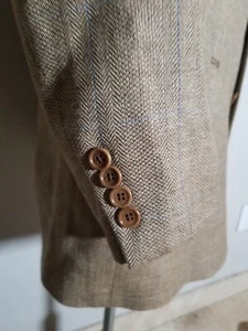 43R BROOKS BROTHERS Windowpane SILK LINEN WOOL tweed Blazer Sport Coat Jacket  - Picture 1 of 9