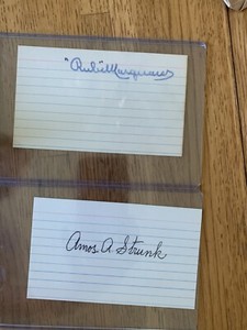 T206 T207 Signed Index Card Lot Rube Marquard (HOF) Amos Strunk Autograph