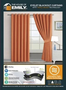 The House Of Emily Eyelet Curtains - (90" x 112", Burnt Orange) - Picture 1 of 4
