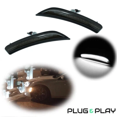 Luces de señalización laterales LED ahumadas blancas para parachoques delantero para Chrysler 200 2015 2016 2017 Foto 1 de 4