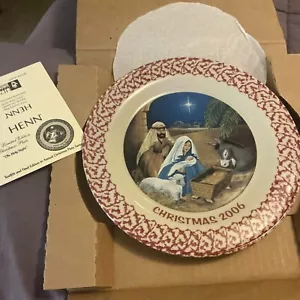 Henn Pottery 2006 Edizione Limitata MOLTO RARO Rose Spongeware Oh, Holy Night Plate - Foto 1 di 5