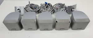 5 x Rare Bose Silver Single Cube Speakers / 2 Brackets / 3 Connection Cables