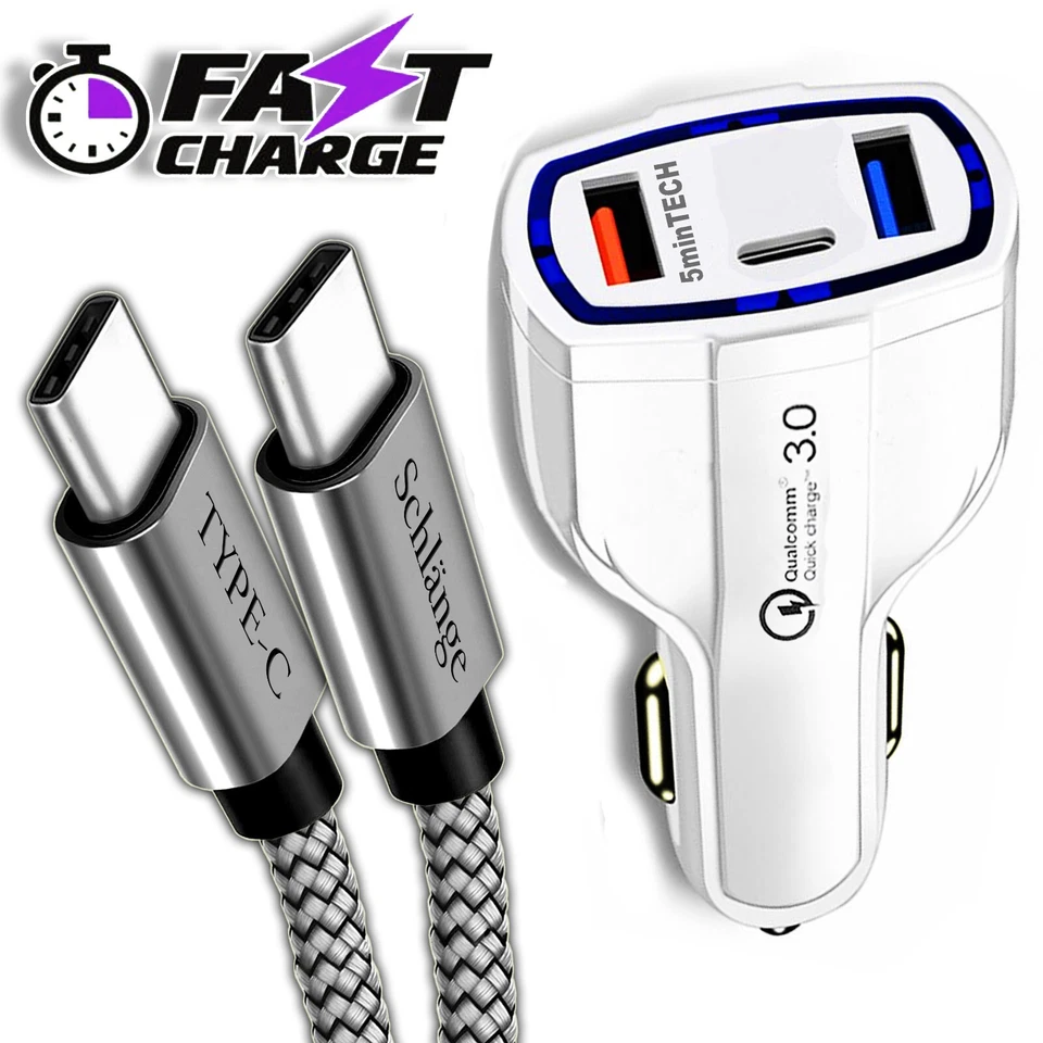 Fast Quick CAR Charger(3 ports)USB With Type C connector for Android & iPhone  - Image 1 of 4