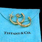 Tiffany & Co 18k Yellow Gold Earrings Hoops Atlas Collection Roman Vintage 90's