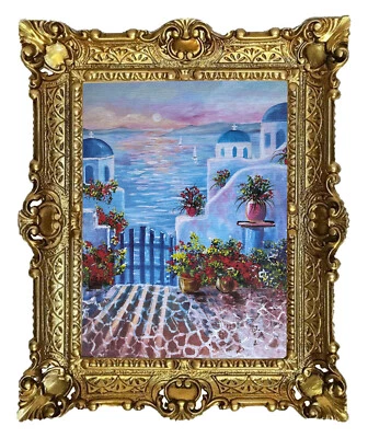 Beautiful Painting 56x46cm By. Rajco - Mediterranean Flowers And Sea Antique - Image 1 of 3