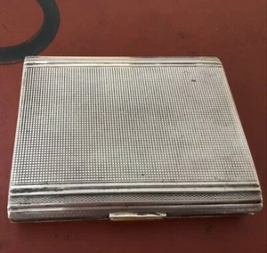 Antique French Sterling Silver Card Case Gilt Push Button Art Deco Style 20th C - Picture 1 of 8