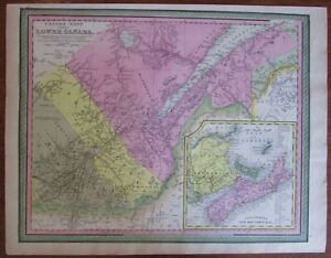 Eastern Lower Canada Nova Scotia Quebec PEI 1846 Mitchell scarce antique map