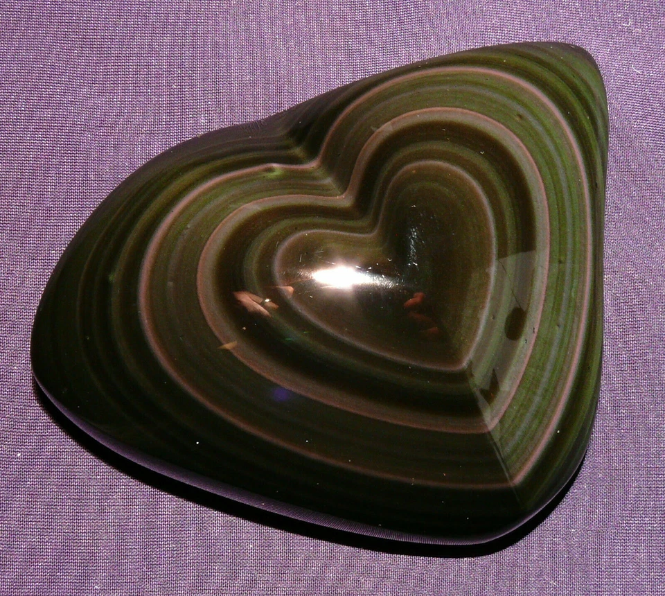 Regenbogen-Obsidian poliert, Mexico, Herz, 229,4g 98x69x28mm, Heilstein - Bild 1 von 4