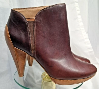 Botines al tobillo Fossil marrón tostado de cuero con tacón cónico para mujer talla 8,5” Foto 1 de 4