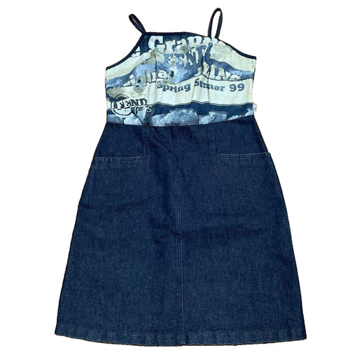 FENDI Camicia Denim Abito Al Ginocchio Donna Taglia 44 Senza Maniche Originale