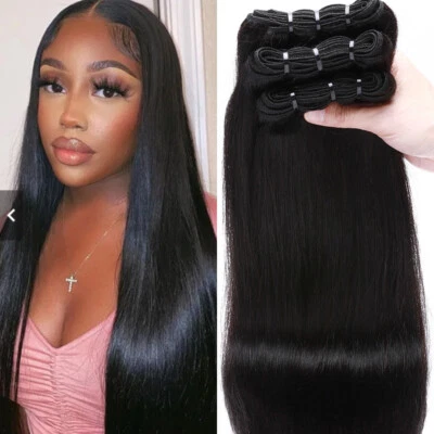 Sew In Virgin Human Hair Extensions Bundles Weft Real Remy Weaves Double Weft - Image 1 of 4
