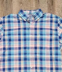 IZOD Saltwater Relaxed Classics Men's Short Sleeve Plaid Button Down Shirt Sz LT - Picture 1 of 8