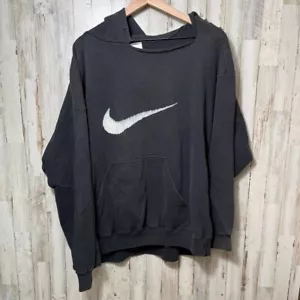 Vintage 90er Nike schwarz Center Swoosh Sweatshirt Hoodie weißes Etikett USA Herren 2XL - Bild 1 von 6