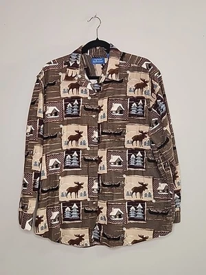 Vintage Natural Reflections Alce/Cabina Pana Abotonada Mujer XL Cabincore Foto 1 de 4