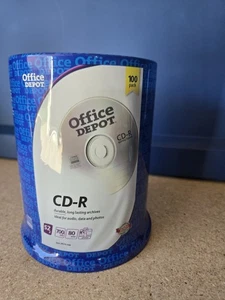 Office Depot CD-R 52x 700MB 80-Minute 100 Pack Blank Recordable NEW SEALED - Picture 1 of 2