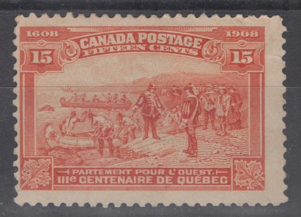 Canada 102 MNG 1908 15c red orange Quebec Tercentenary ZAYIX 060222S91 - Image 1 of 1