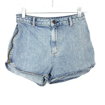 Женские шорты TOPSHOP MOTO размер 6 боковая молния джинсовая ткань с высоким подъемом синие - Изображение 1 из 4