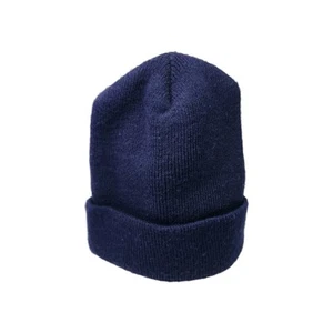 VINTAGE Cuff Beanie Wintermütze Unisex dunkelblau Strick Stretch Made in USA OSFM - Bild 1 von 5