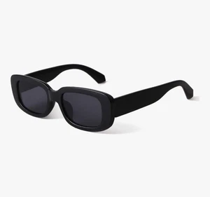 Rectangle 90s Y2K Sunglasses – Retro Black Frame Unisex | UV400 Protection - Picture 1 of 9