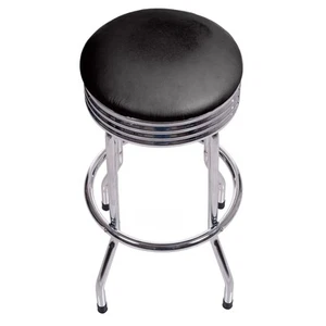 Trademark Gameroom Retro gerippter drehbarer Barhocker Chrom - Bild 1 von 3