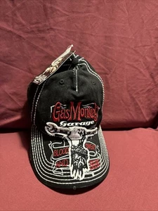 Gas Monkey Garage Hat Cap Strap Back Black Graphic Print Distressed One Size - Picture 1 of 5