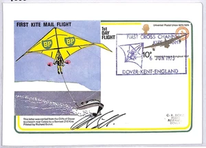 GB GLIDER MAIL Cover *First Cross-Channel Kite Flight* 1975 Dover SIGNED YO381 - Picture 1 of 12