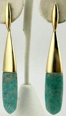 PENDIENTES COLGANTES PERFORADOS KENDRA SCOTT AMAZONITA “FREIDA” TONO DORADO K274B Foto 1 de 4