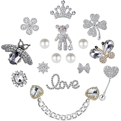 Dijes para zapatos de diseñador Bling para perlas de diamante de cocodrilo complementos mariposa regalo para niñas Foto 1 de 4