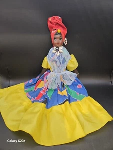 Jamaican African Doll Handmade Folk Art Ethnic Caribbean Cloth/ Bisque  - Foto 1 di 6