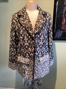 Chicos Damen Neuheit Topper Gobelin Jacquard Perlen Jacke Größe 1 schwarz weiß - Bild 1 von 12