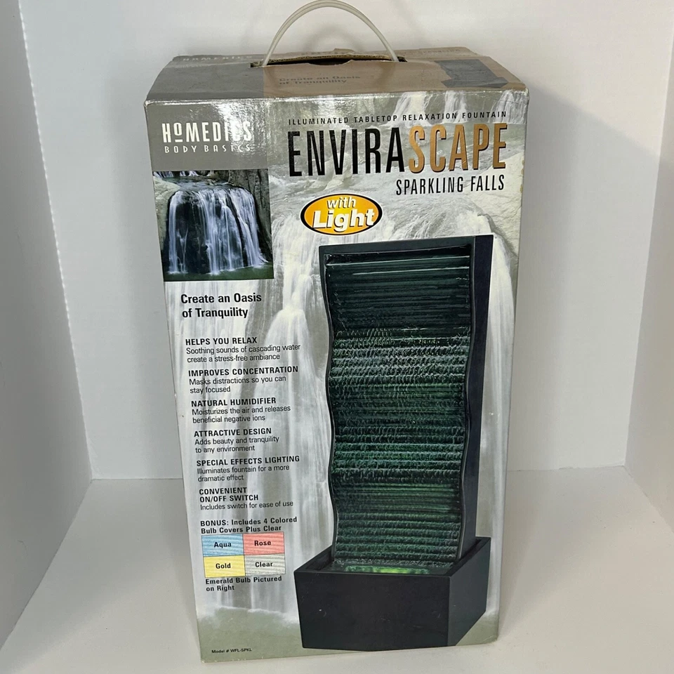 Homedics Envirascape Sparkling Falls Tranquility Waterfall With Light NIB - Image 1 of 4