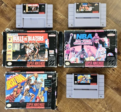 SUPER NINTENDO GAMES Bulls VS Blazers + NBA All-Star Challenge + NCAA Basketball - Image 1 of 4