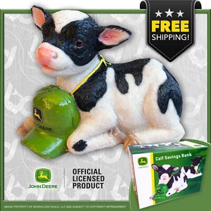 Officially Licensed John Deere Realistic Calf Baby Cow Savings "Piggy" Coin Bank - Picture 1 of 10