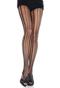Vintage Pinstripe Fishnet Lace Tights Pantyhose NEW