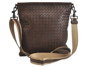 Authentic BOTTEGA VENETA Intrecciato Leather Shoulder Cross Body Bag Brown 3198M - Picture 1 of 10