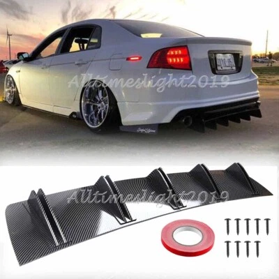 For Acura TL 2004-2008 Rear Diffuser Bumper Spoiler Splitter 5 Fins Carbon Fiber Foto 1 de 4