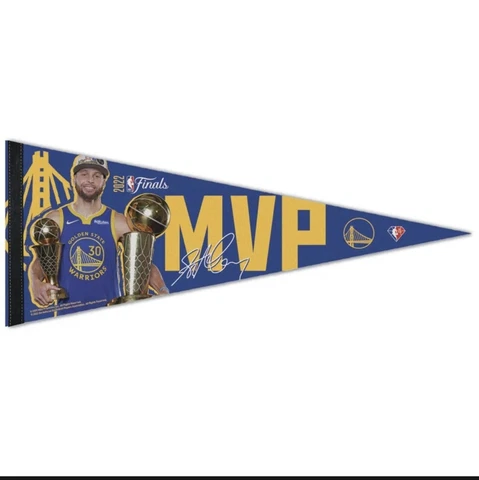 2022 Golden State Warriors NBA Champions Steph Curry MVP 12x30 Pennant Cover