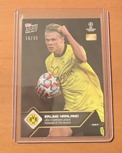 2021 TOPPS NOW UCL #10 ERLING HAALAND - NUMBERED 16/99 BLACK PARALLEL - Picture 1 of 2
