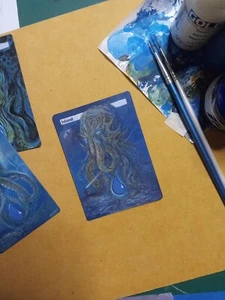 MtG Island Cthulhu Full Magic Altered Hand Painted Art Original Alter Lovecraft  - Picture 1 of 2