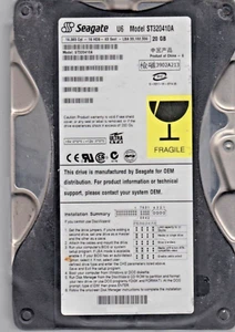 20 GB Ide Seagate U6 ST320410A P-Ata 5400RPM 2MB HDD 3.5 " Internal Hard Drive - Picture 1 of 1