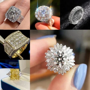 Size 6-10 Fashion   Rings Cubic Zirconia Women Wedding Ring Jewelry - Bild 1 von 35
