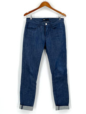 3x1 NYC Jeans Women's 30 Blue Denim Cotton Straight Legs Roll Tab Mid Rise Zip