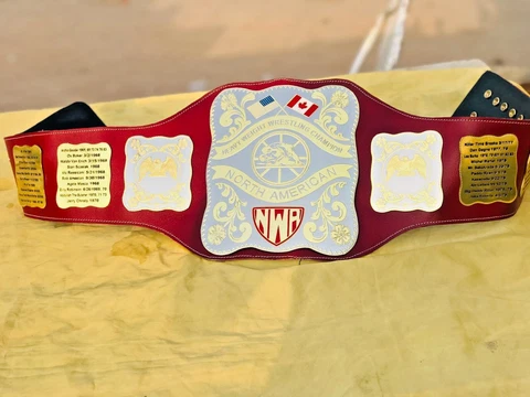 NWA North America Stampede Championship Title Genuine Leather 2mm brass Replica Cover